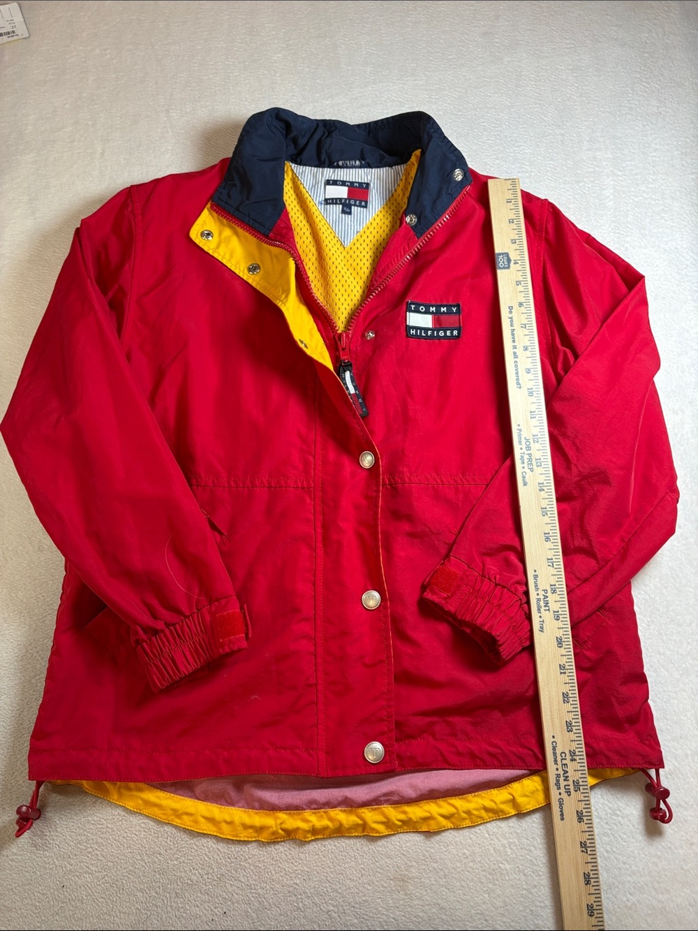 Tommy Hilfiger Red Windbreaker with Yellow & Navy Trim
